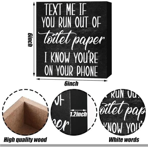 2 Pieces Farmhouse Bathroom Signs Decor Wooden Box Sign Funny Bathroom Wall Art - Picture 3 of 7